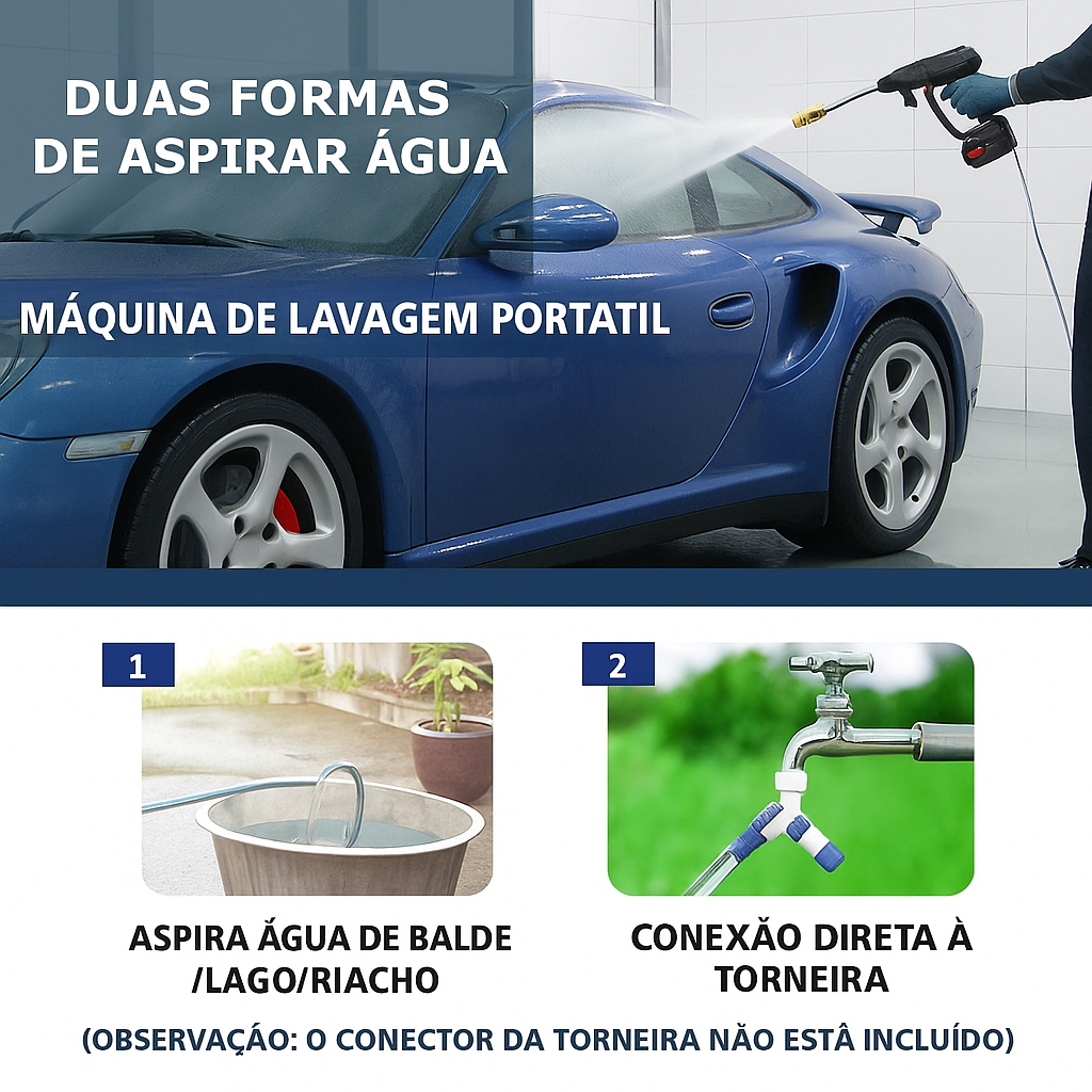 Máquina de lavar de alta pressão sem fios com 2 baterias