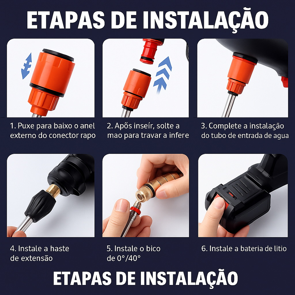 Máquina de lavar de alta pressão sem fios com 2 baterias