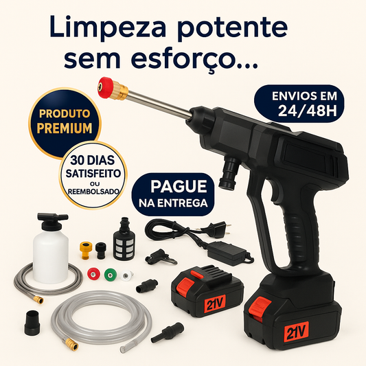 Máquina de lavar de alta pressão sem fios com 2 baterias